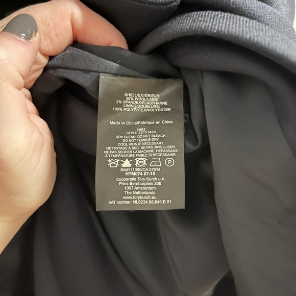 Tory Burch Navy Wool Sleeveless with Pockets - Size 0 - Picture 4 of 5